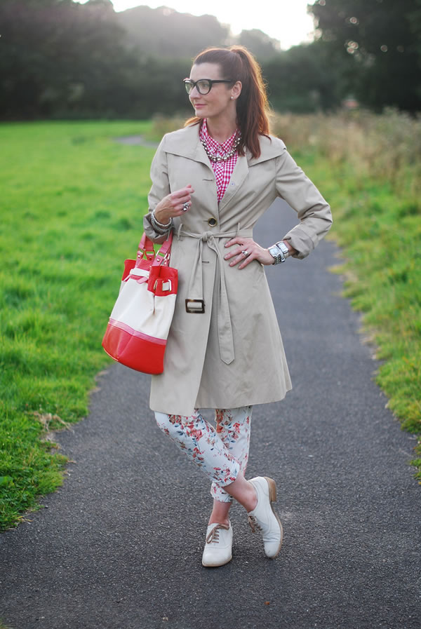 wearing a trench coat