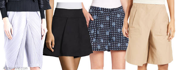 pleated shorts options | 40plusstyle.com