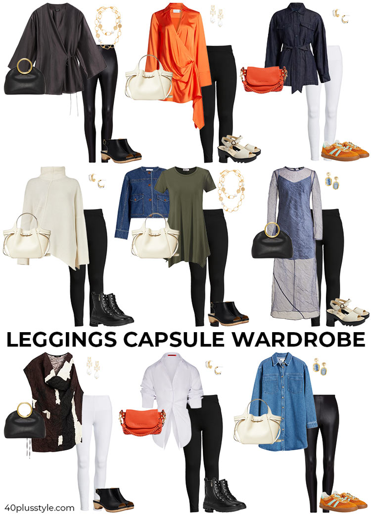 A capsule wardrobe on how to wear leggings | 40plusstye.com