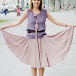 wide pink silk skirt from Max Mara