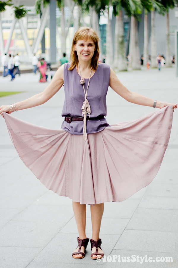 wide pink silk skirt from Max Mara