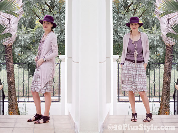 Purple Zara hat & Kookai skirt