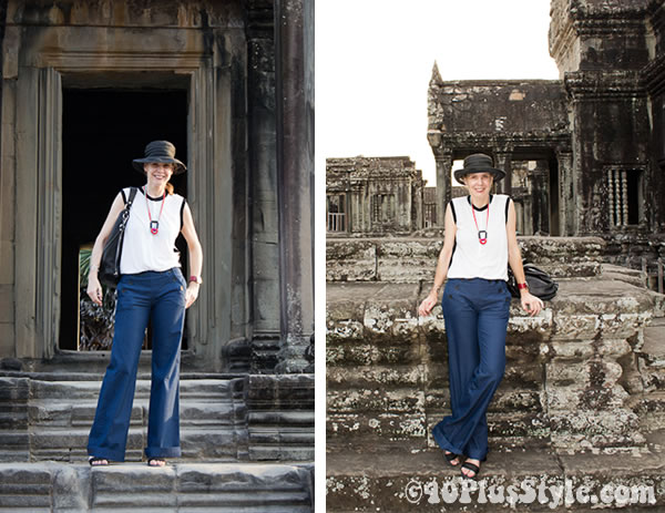 wearing blue sailor pants in siem reap