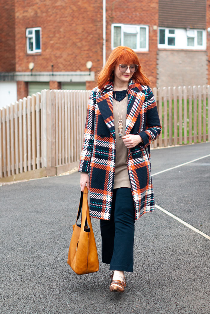 Catherine wearing plaid coat | 40plusstyle.com