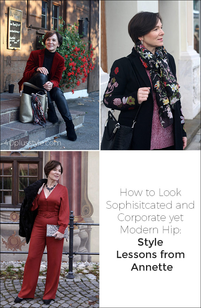 How to Look Sophisticated and Corporate yet Modern and Hip Style Lessons from Annette | 40plusstyle.com