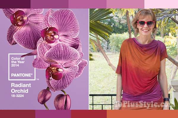 How to wear radiant orchid - take inspiration from photos! | 40PlusStyle.com