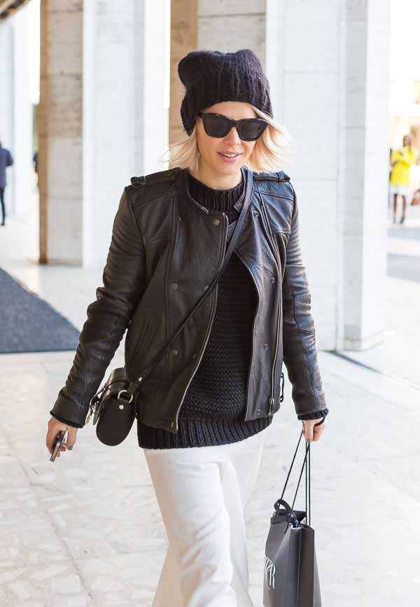 New York street style featuring 40+ women wearing leather | 40PlusStyle.com