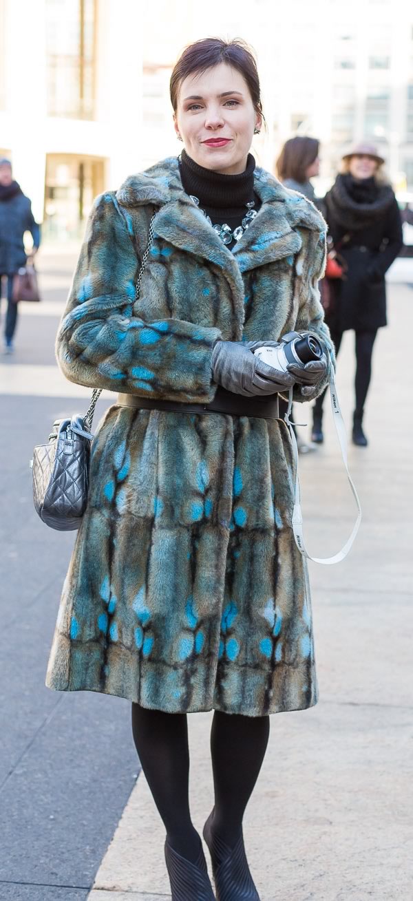 street style fashion and fur coats worn by women over 40 during New