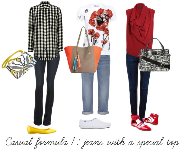 Casual outfit formula 1 - jeans with a special top | 40plusstyle.com