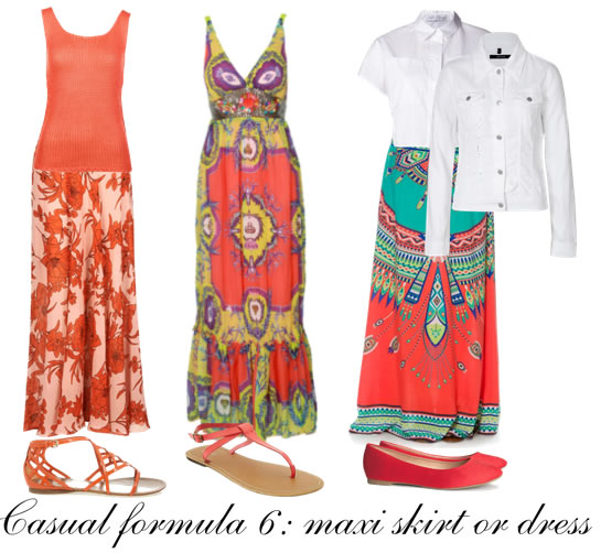 Casual outfit formula 6: maxi skirt or dress | 40plusstyle.com