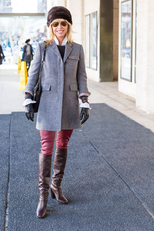 elegant outfit with grey jacket | 40plusstyle.com