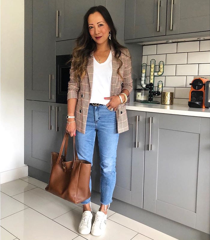 blazer dress with jeans