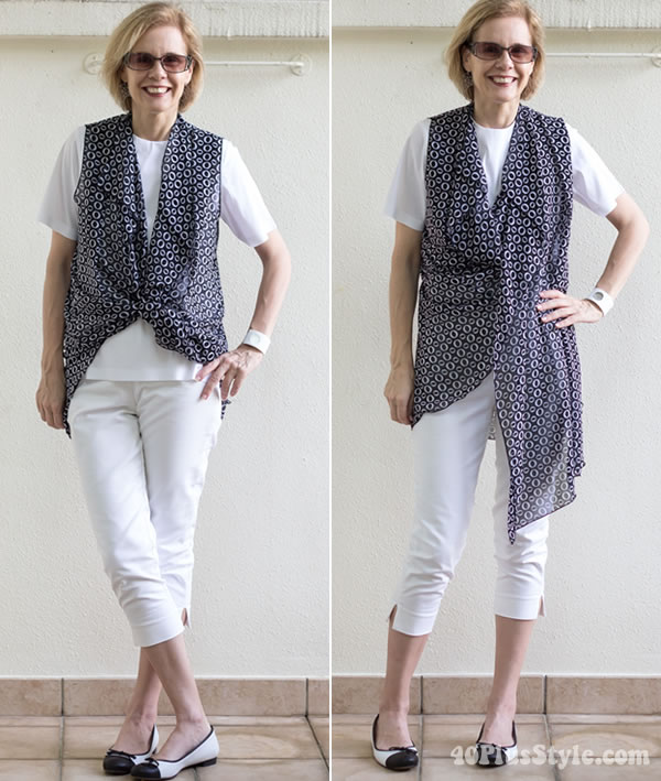 How to create interesting silhouettes with a long cascading vest