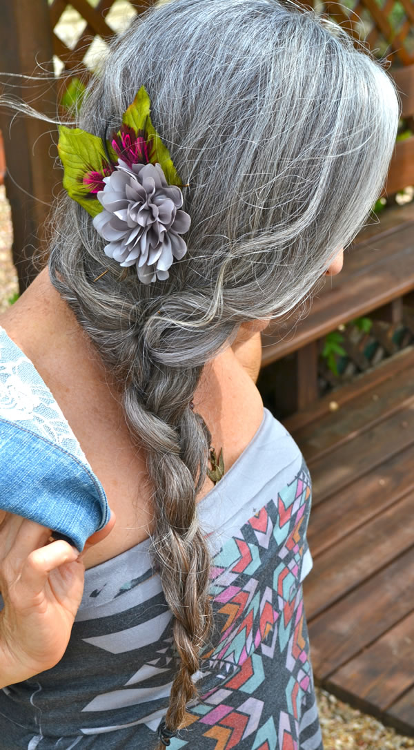 long gray hair in a braid | 40plusstyle.com