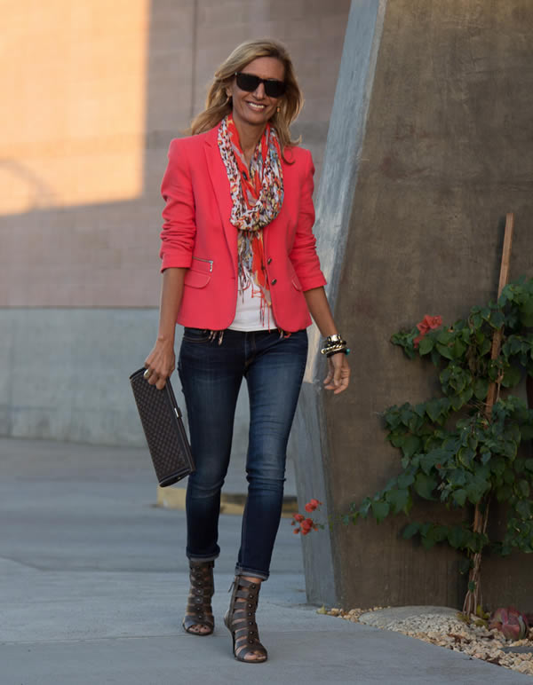 Wearing a colorful jacket | 40plusstyle.com