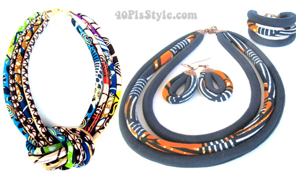 Handmade African inspired jewelry made mostly from African fabrics and West African recycled glass beads | 40plusstyle.com