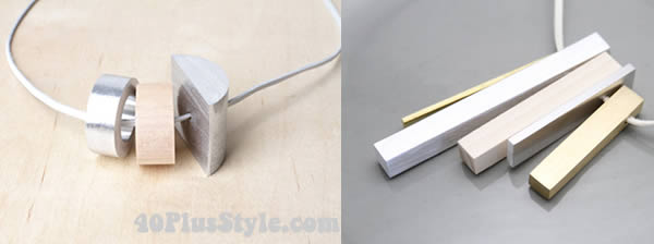 Minimalist, industrial and sculptural jewelry. I love the interplay of the different materials. | 40plusstyle.com