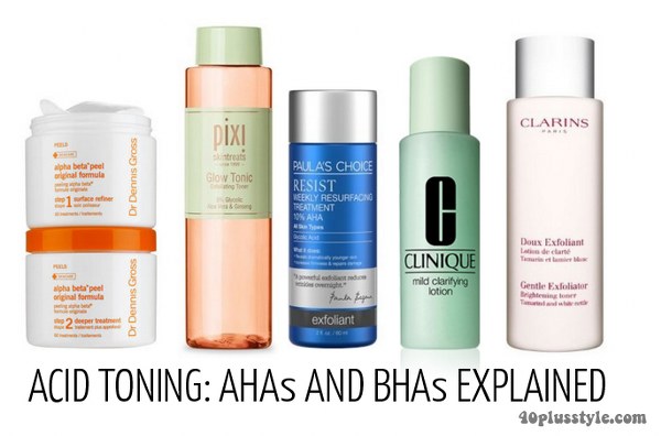 What is the difference between AHAs and BHAs and how can acid toning rejuvenate your skin | 40plusstyle.com