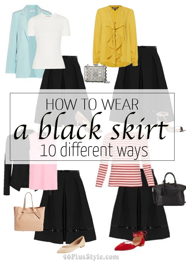 How to wear a black skirt 10 different ways - casual, work and evening