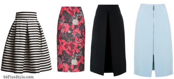 floral striped midi skirt spring style | 40plusstyle.com