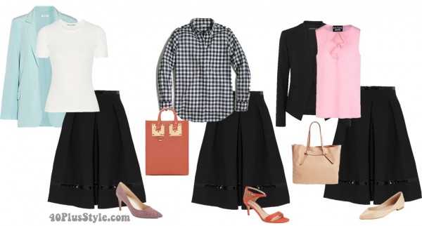 office looks black skirt spring | 40plusstyle.com