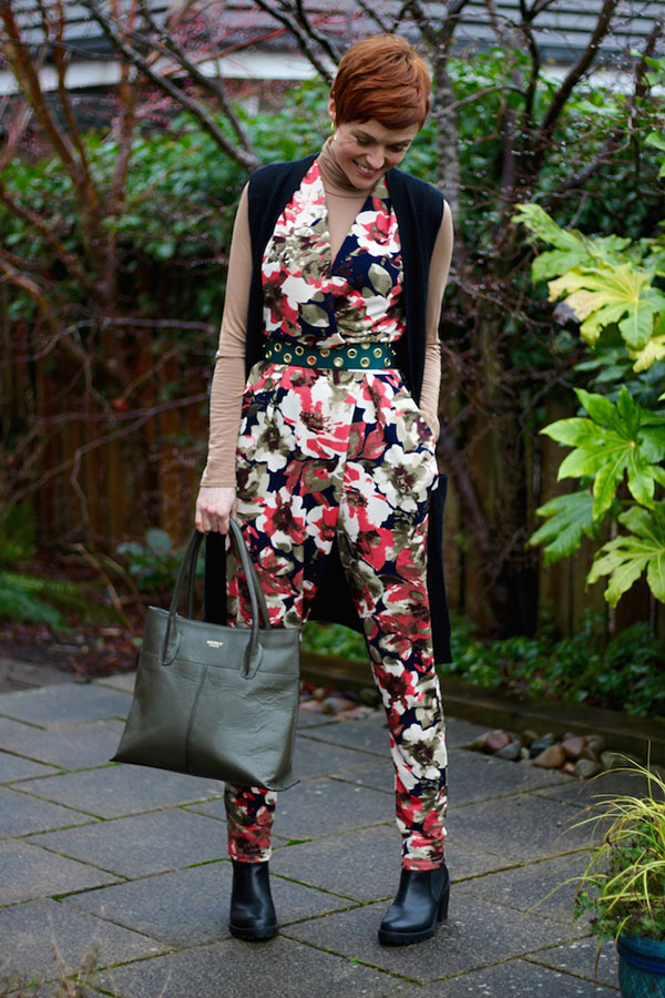 Floral jumper outfit Fake Fabulous Style Interview | 40plusstyle.com