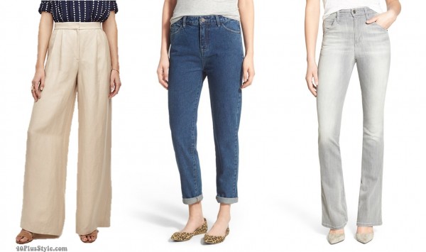 highwaist rise pants jeans length hem | 40plusstyle.com