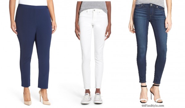 skinny pants jeans length hem | 40plusstyle.com