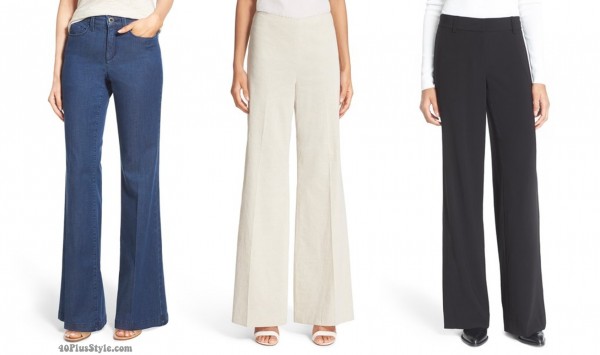 wide leg pants jeans length | 40plusstyle.com