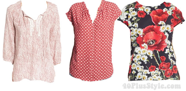 Red printed tops | 40plusstyle.com