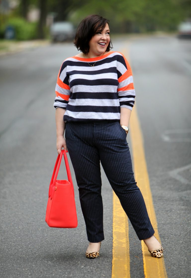 Stripes on stripes outfit | 40plusstyle.com