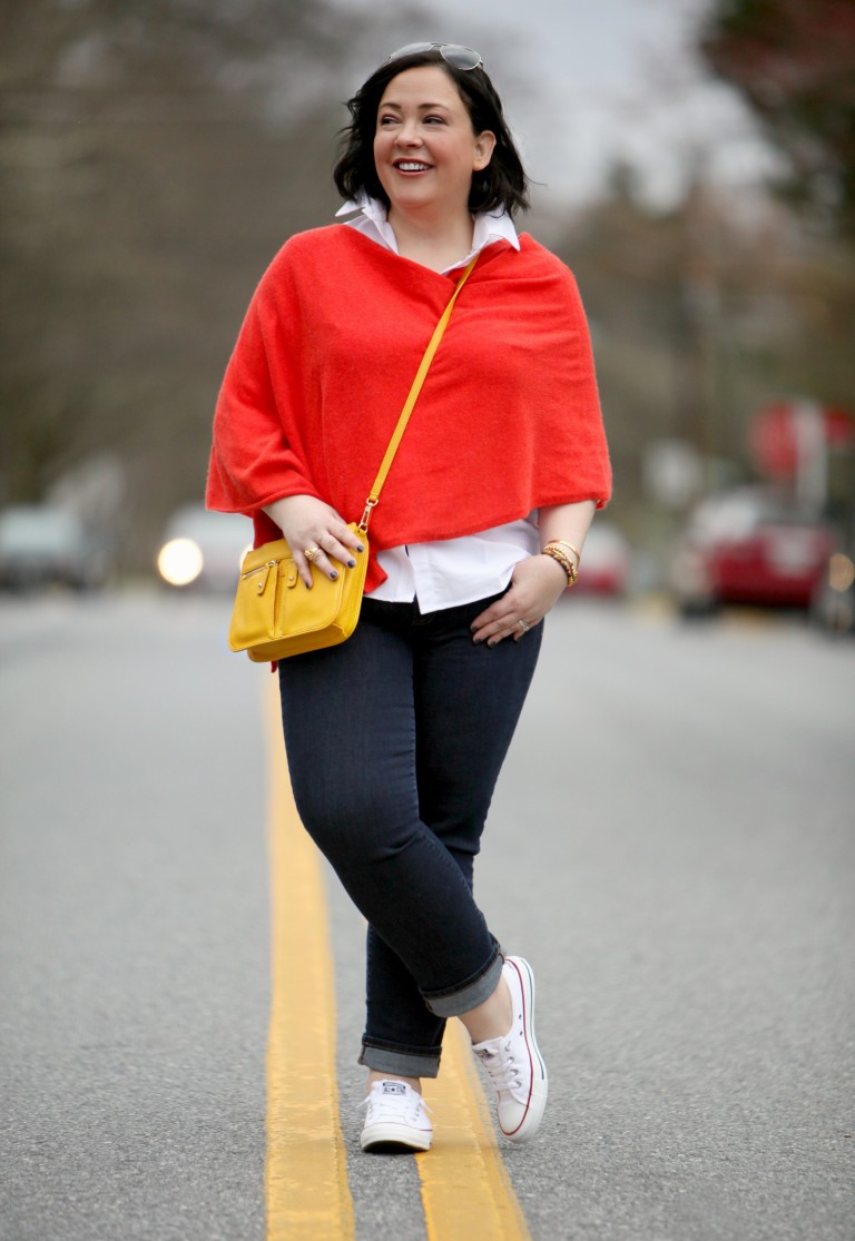 Red poncho | 40plusstyle.com
