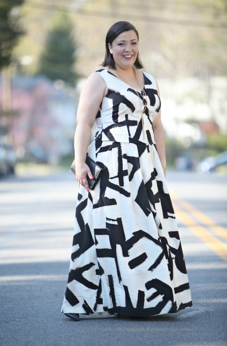 Letterpress maxi skirt and top | 40plusstyle.com