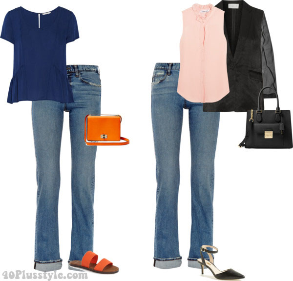 Blue jeans ideas for a summer day to night look | 40plusstyle.com