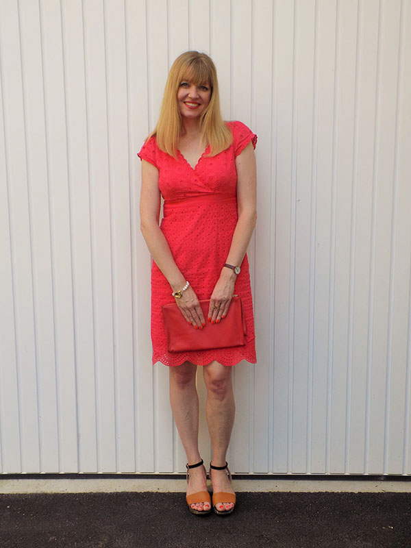 Red broderie angalaise dress | 40plusstyle.com