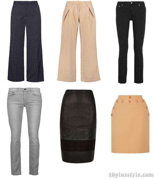 A capsule wardrobe for fall featuring tan shades: bottoms, pants and jeans ideas| 40plusstyle.com