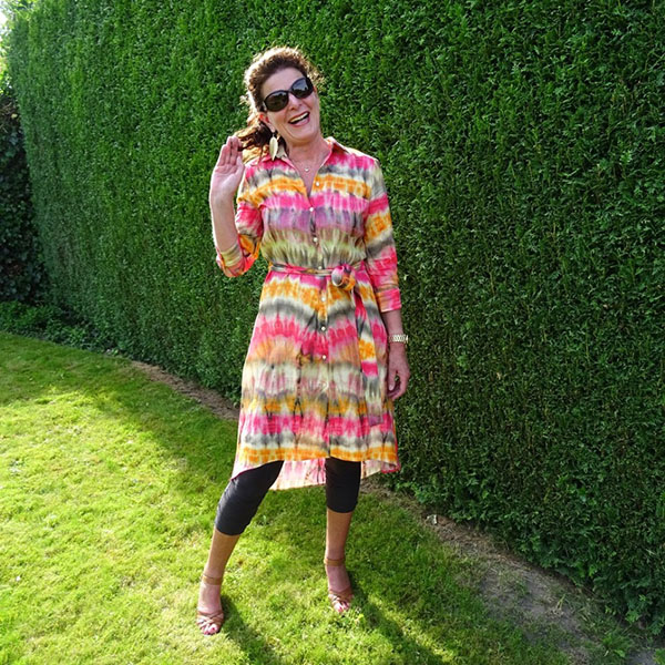 A fun and vibrant tie dye dress outfit | 40plusstyle.com