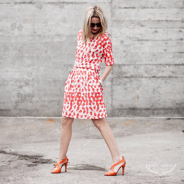 Vibrant fashion: red patterned dress | 40plusstyle.com