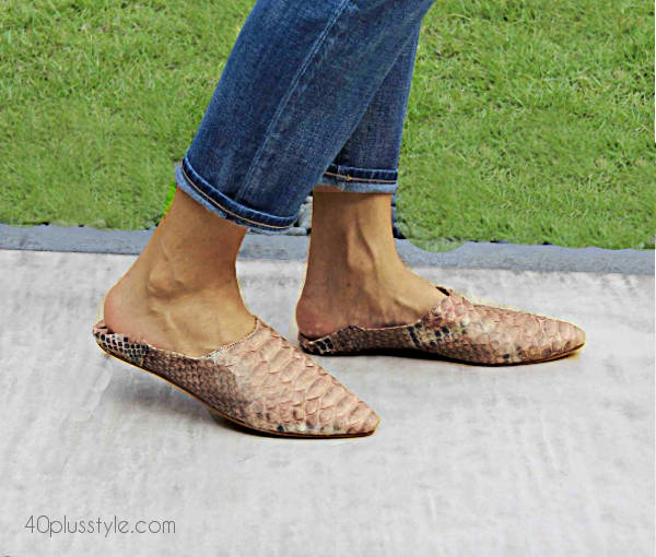 moroccan mules with jeans | 40plusstyle.com