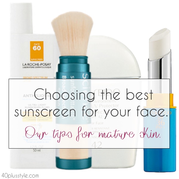 How to select the best sunscreen for your face that will help guard against sun damage and photoaging | 40plusstyle.com