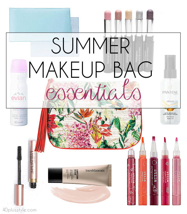 summer makeup bag essentials for hot weather makeup | 40plusstyle.com