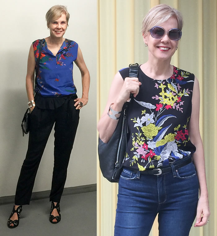 DVF silk top - worn 2 ways | 40plusstyle.com