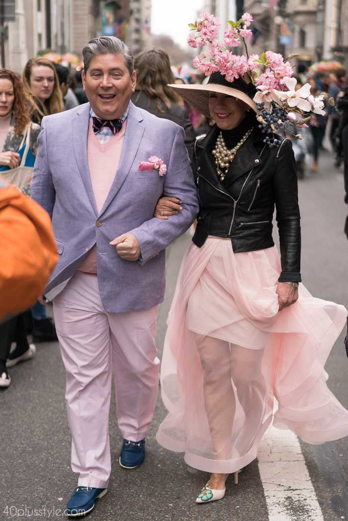 A lovely lavender and pink couple's outfit - Easter Parade outfits | 40plusstyle.com