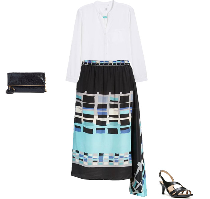 Silk modern print skirt - The best outfits to wear for Mother's Day brunch | 40plusstyle.com