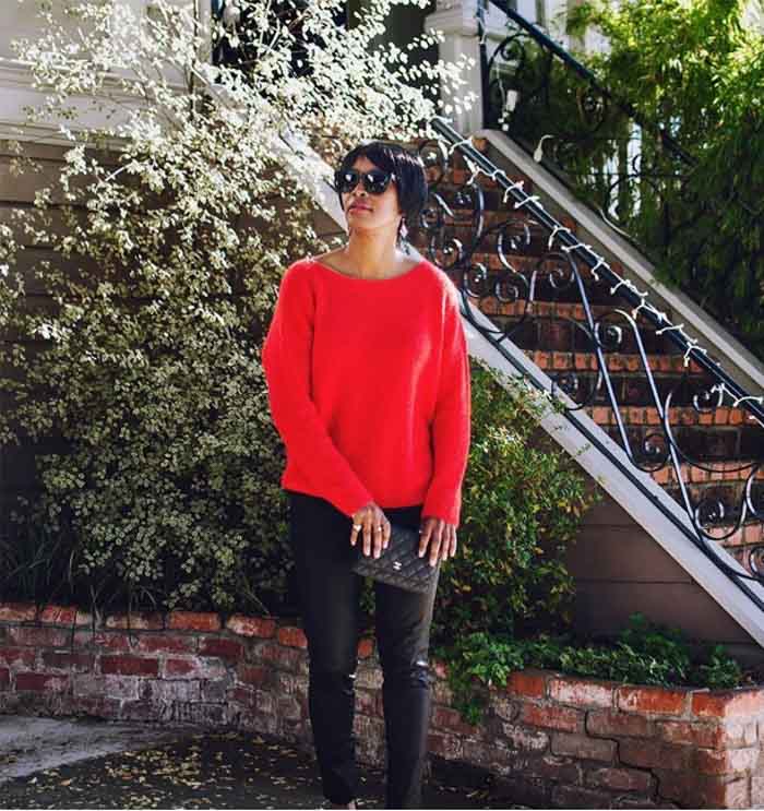 Red sweater outfits | 40plusstyle.com