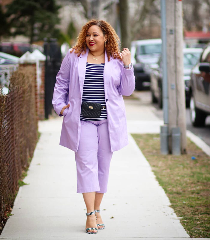 purple and white outfits