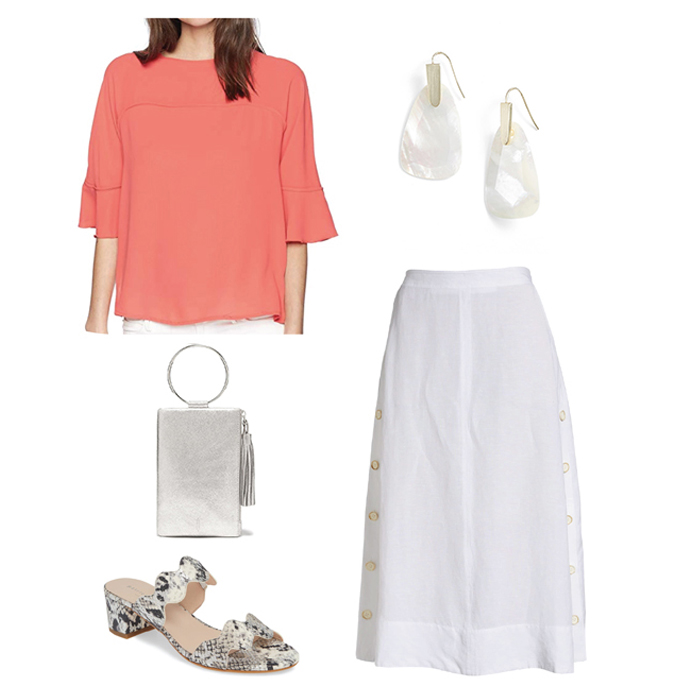 Wearing coral to a bridal shower | 40plusstyle.com