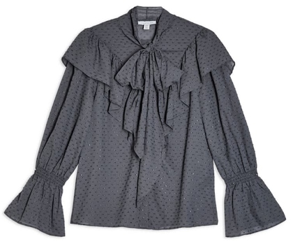 Topshop tie neck dobby blouse | 40plusstyle.com