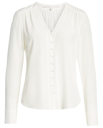 White silk blouse | 40plusstyle.com