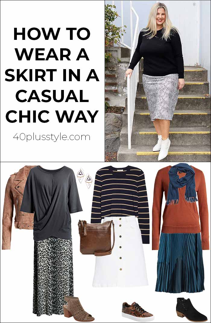 How to wear a skirt in a casual chic way | 40plusstyle.com